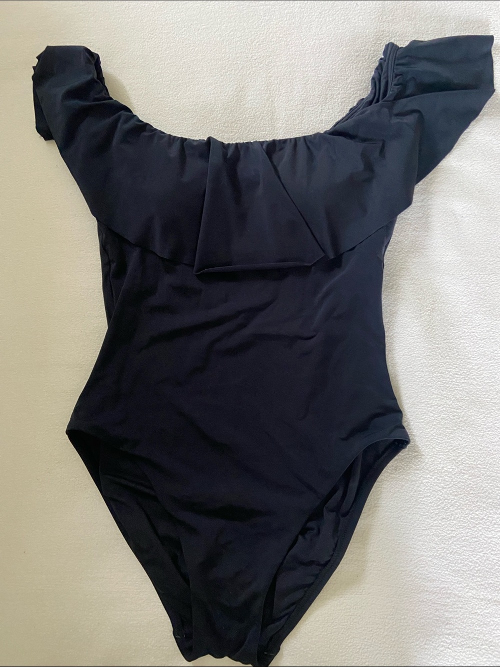 Trina Turk Black Ruffle-Neck Women’s Swim Suit size 8/10